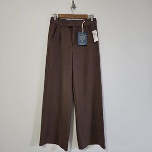 Democracy Ruby Ab Solution Skyrise Wide Leg Trouser Espresso 2 NWT